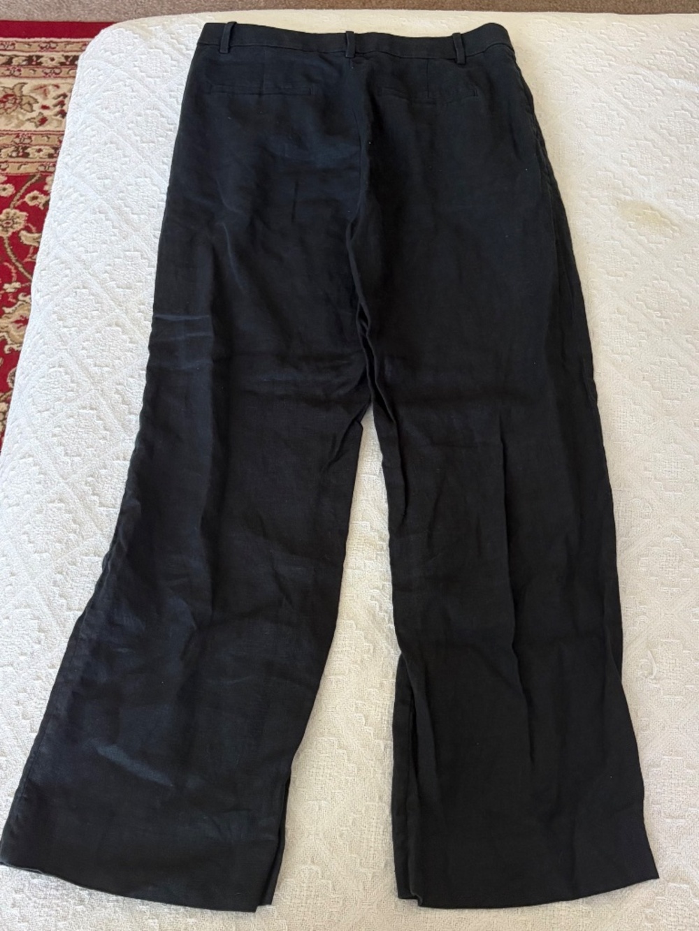 Women's 8 Banana Republic Black Linen Trousers Pleated Front - Picture 10 of 14